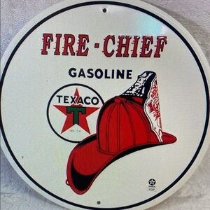 Fire Chief Texaco Round Gasoline Sign 12X12